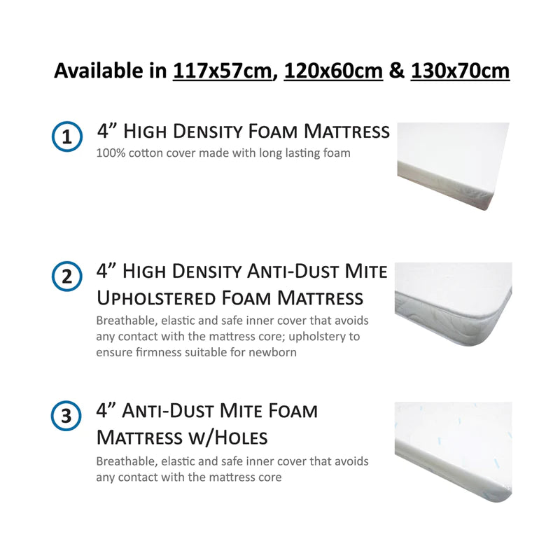 Happy Cot 4" Anti Dust Mite Foam Mattress w/ Holes