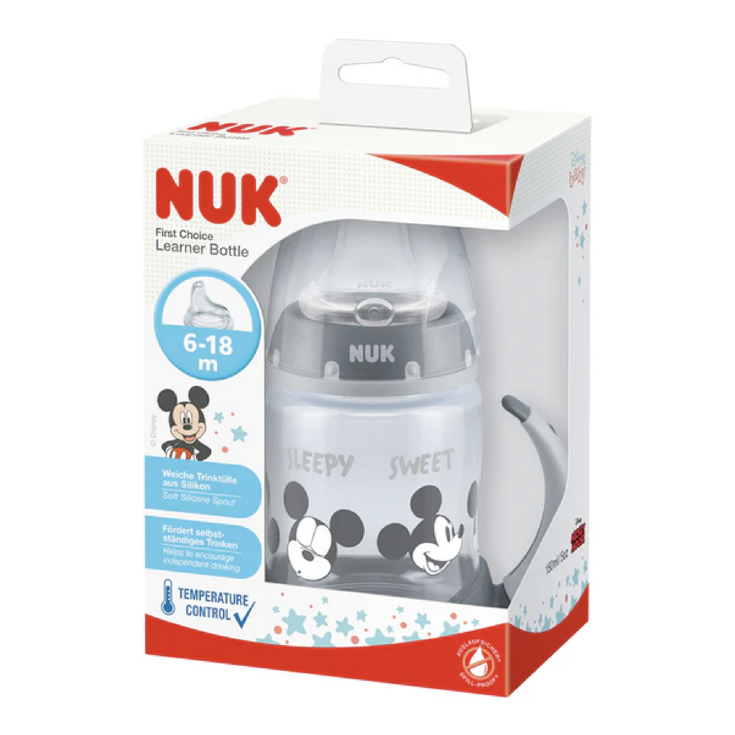 NUK Premium Choice PP 150ml Mickey / Minnie Mouse Temperature Control Learner Bottle