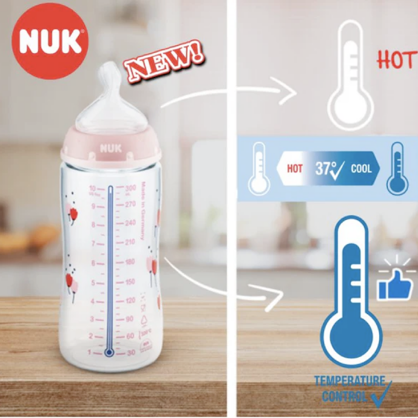 NUK Premium Choice PP 150ml Mickey / Minnie Mouse Temperature Control Learner Bottle