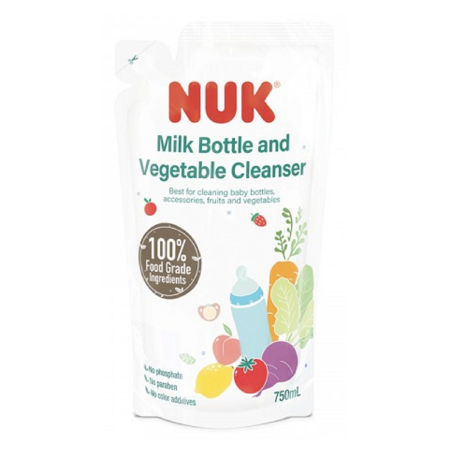 NUK Milk Bottle and Vegetable Cleanser 950ml + Refill 750ml | 100% Food Grade Ingredients