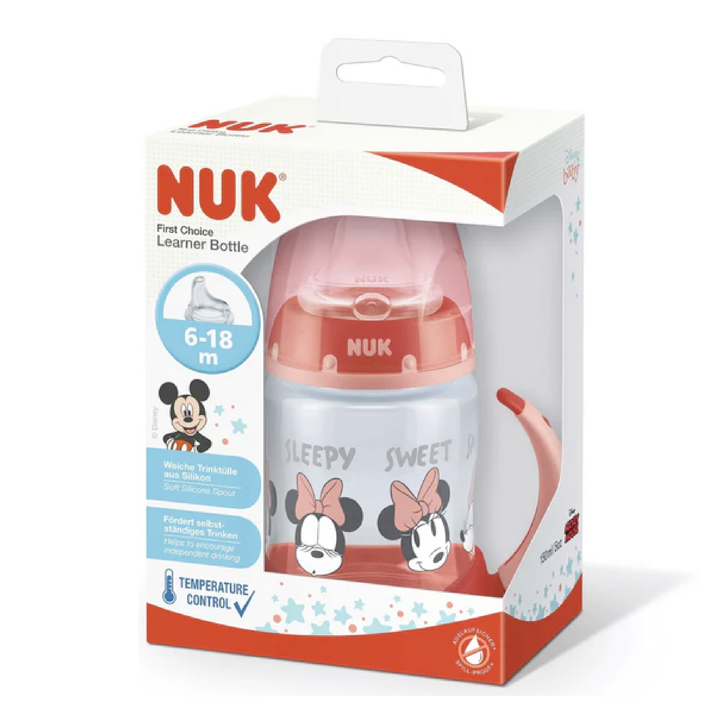 NUK Premium Choice PP 150ml Mickey / Minnie Mouse Temperature Control Learner Bottle
