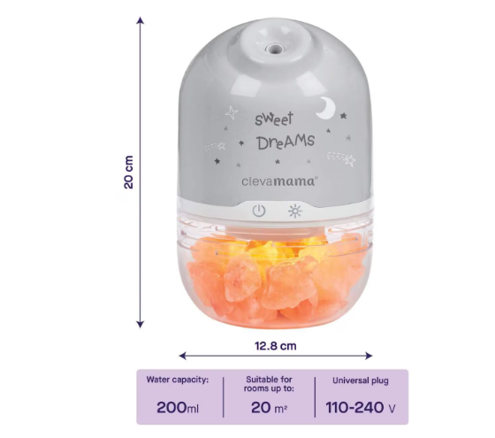 Clevamama ClevaPure Himalayan Salt Lamp, Humidifier & Night Light
