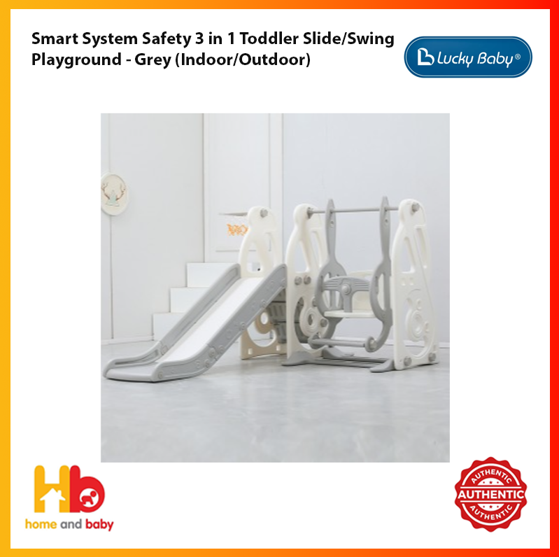 Smart System Safety 3 in 1 Toddler Slide/Swing Playground - Grey (Indoor/Outdoor)