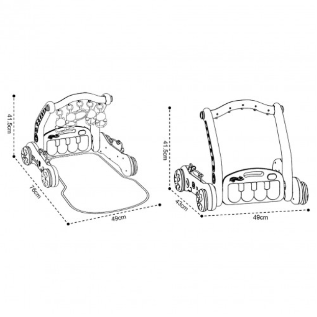 Lucky Baby 2 In 1 Pedal Piano Harps Gym/Walker - Safari