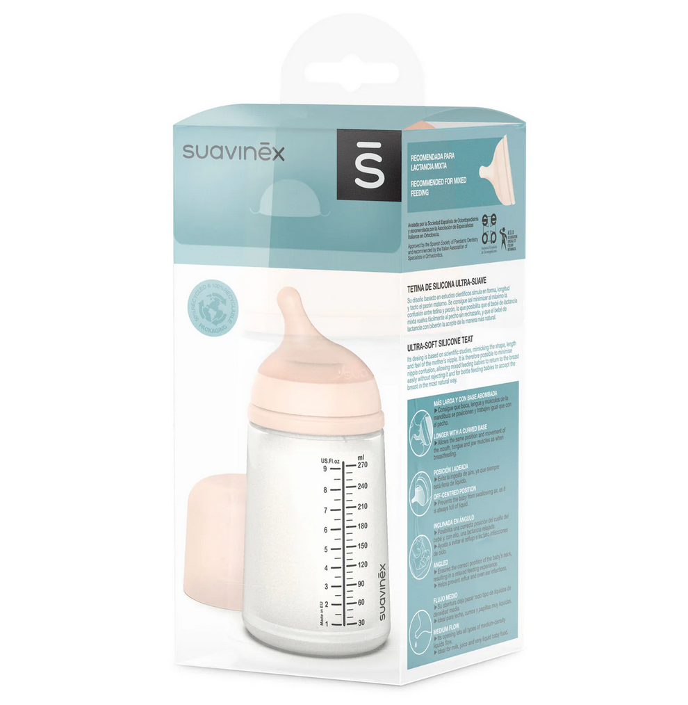 Suavinex Zero Zero Anti Colic Bottle 270ml - Medium Flow 3M+