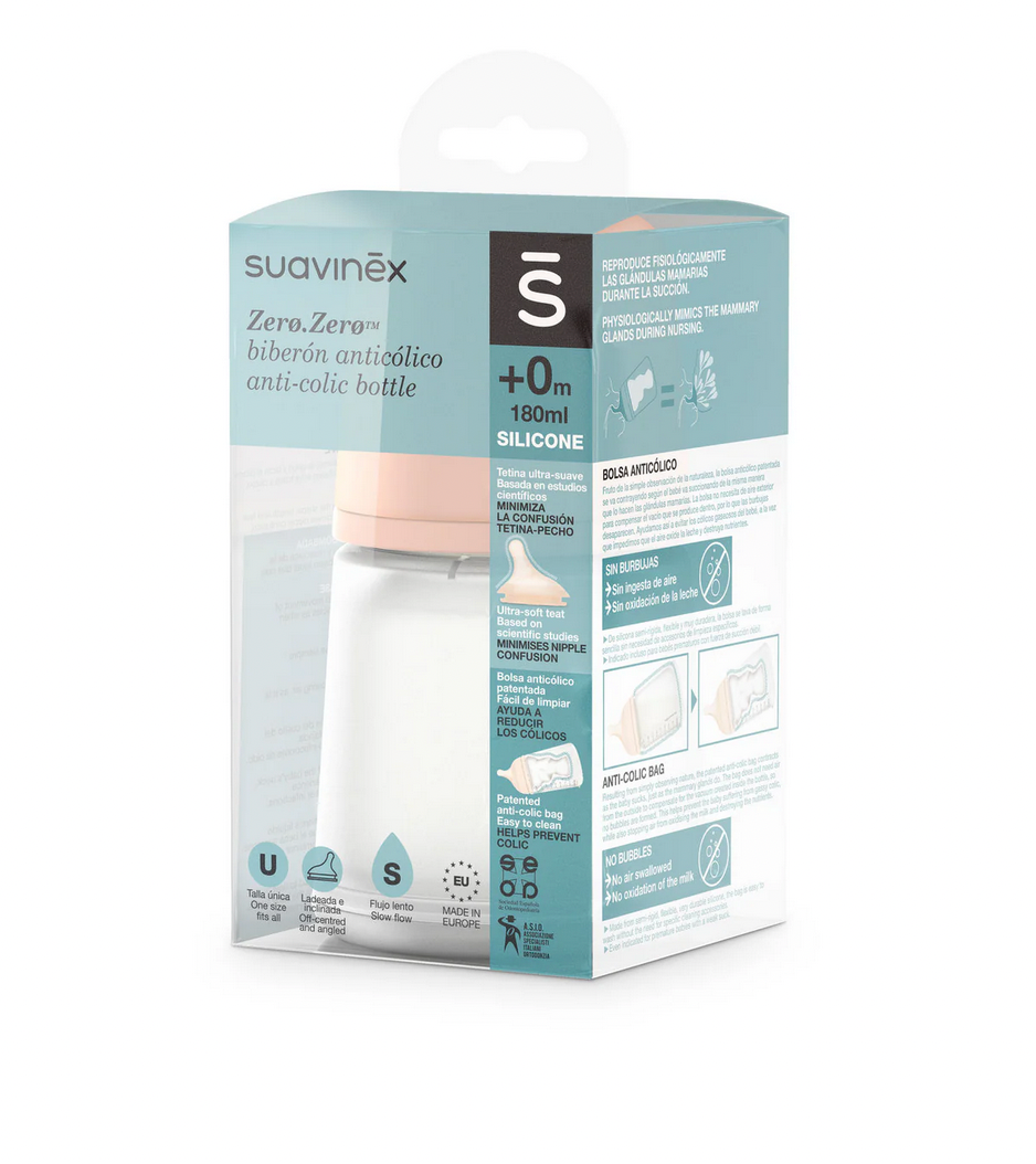 Suavinex Zero Zero Anti Colic Bottle 180ml - Slow Flow 0M+