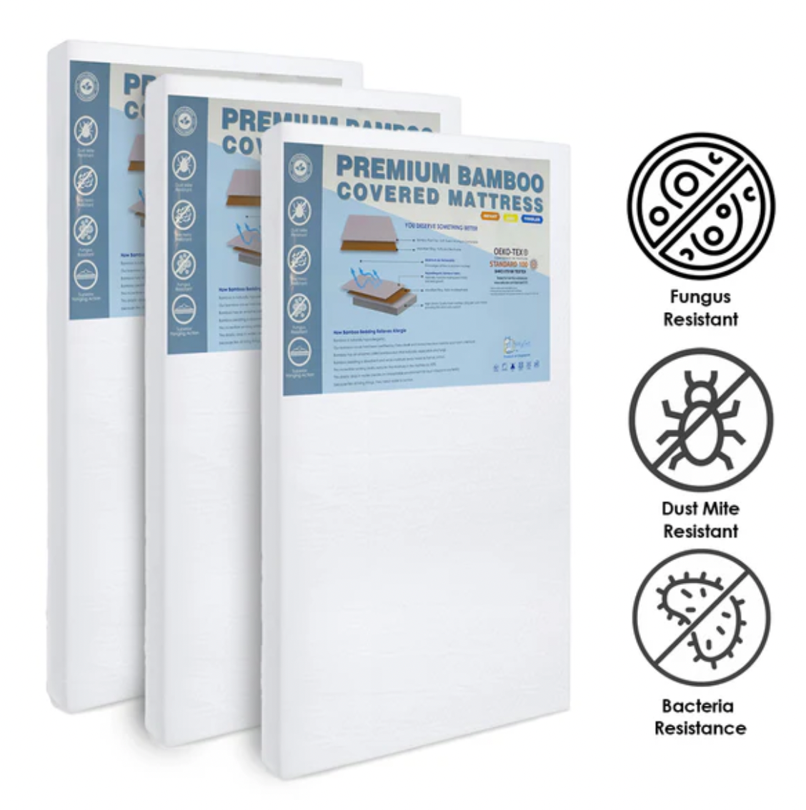 BabyOne Premium Bamboo High Density Baby Mattress Antidustmite / Antifungus / Antibacteria (Playpen / Baby Cot)
