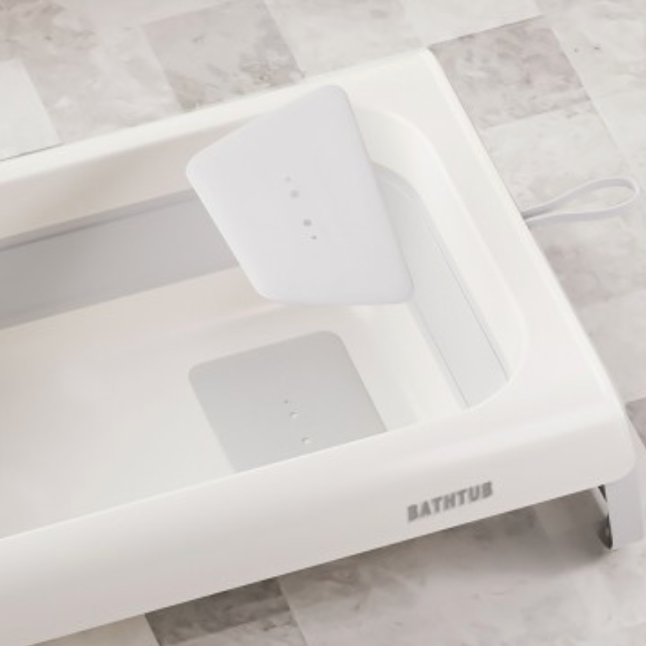 nadle Foldable Bath Tub w/Thermometer & Bath Support - Beige
