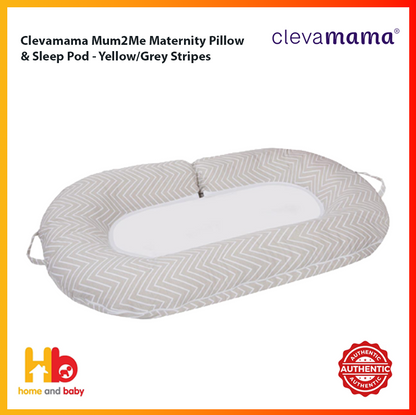 Clevamama Mum2Me Maternity Pillow & Sleep Pod - Yellow/Grey Stripes