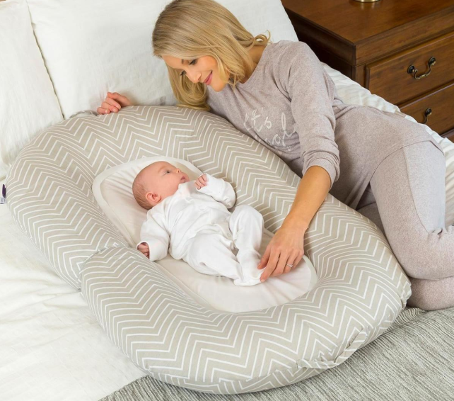 Clevamama Mum2Me Maternity Pillow & Sleep Pod - Yellow/Grey Stripes
