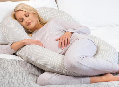 Clevamama Mum2Me Maternity Pillow & Sleep Pod - Yellow/Grey Stripes