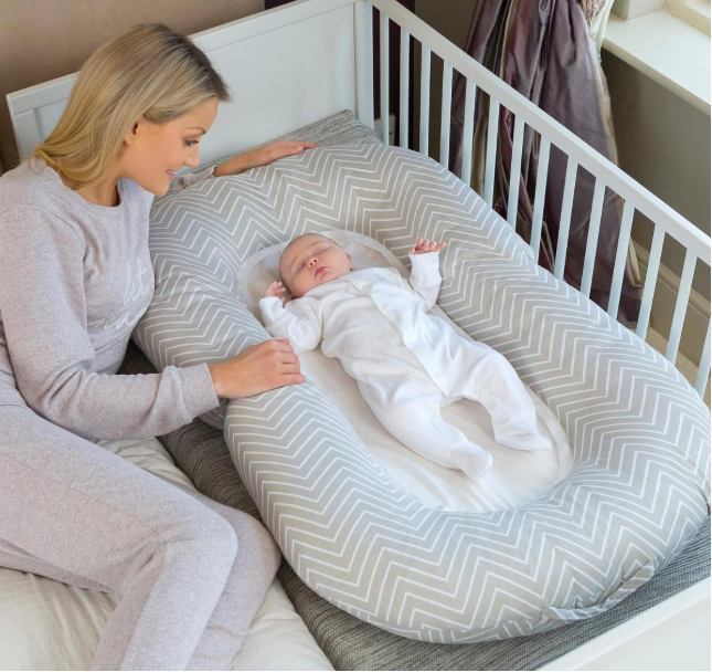 Clevamama Mum2Me Maternity Pillow & Sleep Pod - Yellow/Grey Stripes