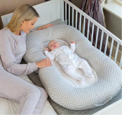 Clevamama Mum2Me Maternity Pillow & Sleep Pod - Yellow/Grey Stripes