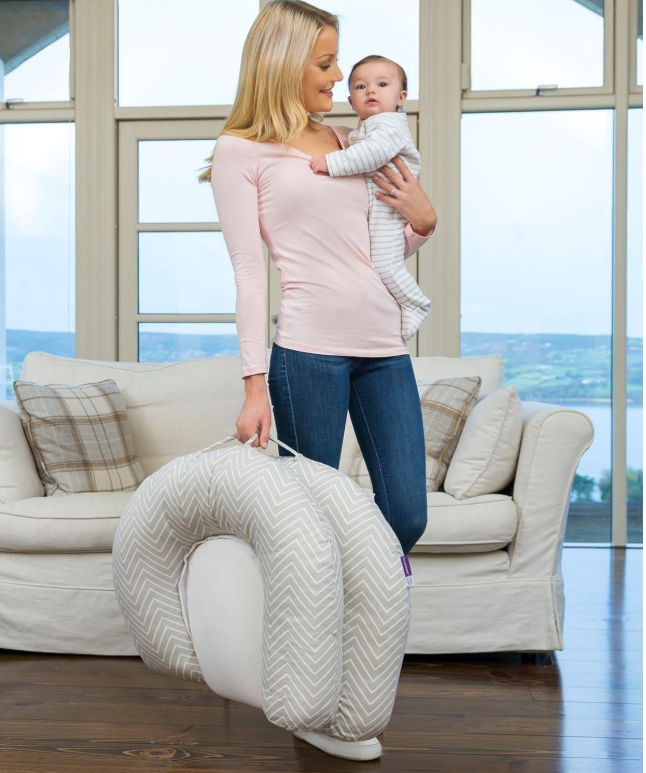 Clevamama Mum2Me Maternity Pillow & Sleep Pod - Yellow/Grey Stripes