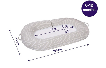 Clevamama Mum2Me Maternity Pillow & Sleep Pod - Yellow/Grey Stripes