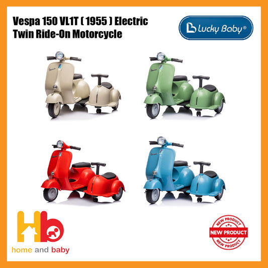 Lucky Baby Vespa 150 VL1T (1955) Electric Twin Ride-On Motorcycle - Assorted Colors