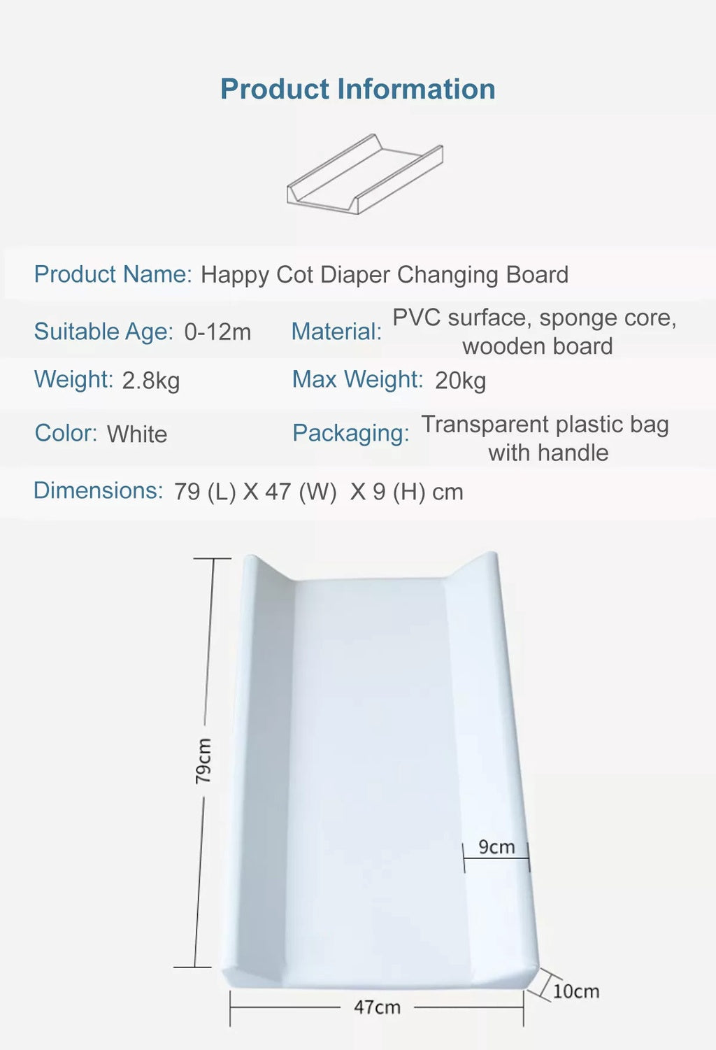 Happy Cot Diaper Changing Board
